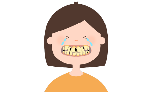 虫歯で泣いている女性のイラスト